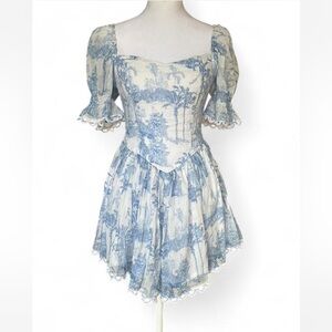 Positano Couture Toile Print coquette mini dress